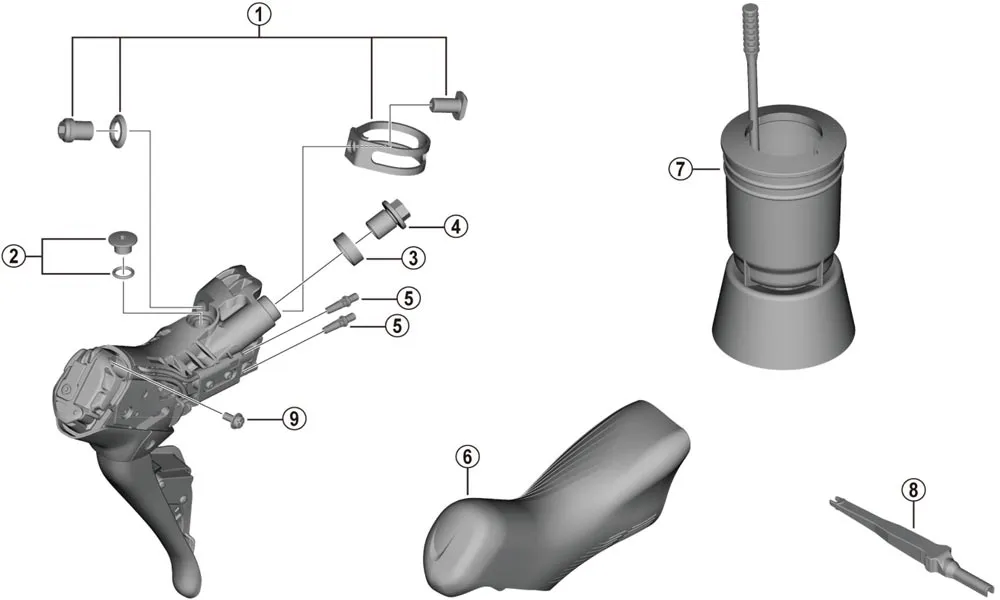 Shimano DURA-ACE 11 + 12-fach Schalt-Bremshebel Ersatzteil | Schellen-Einheit