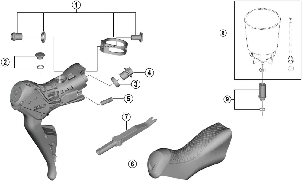 Shimano DURA-ACE 11 + 12-fach Schalt-Bremshebel Ersatzteil | Schellen-Einheit