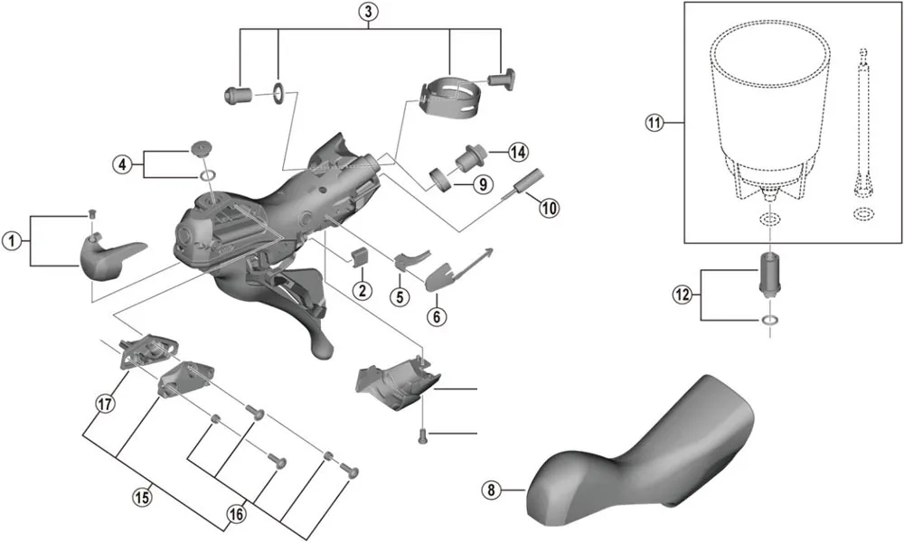Shimano DURA-ACE / Ultegra / 105 / GRX STI Disc Schalt-Bremshebel Ersatzteil | Schaltzug Führung links Nr 6