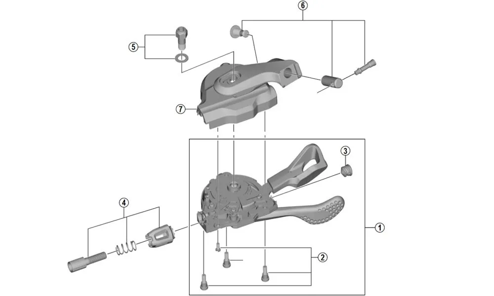 Shimano Deore XT SL-M8000-B-I Schalthebel Ersatzteil | Schaltgriff-Einheit links Nr 1