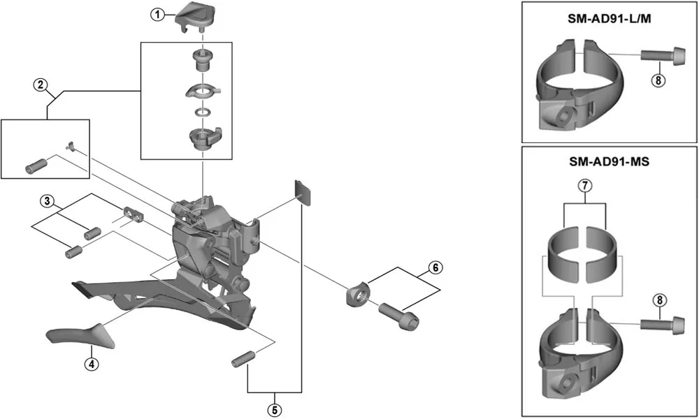 Shimano Ultregra FR-R8000 / GRX FD-RX810 Umwerfer Ersatzteil | Schaltzug- Einheit Nr 2