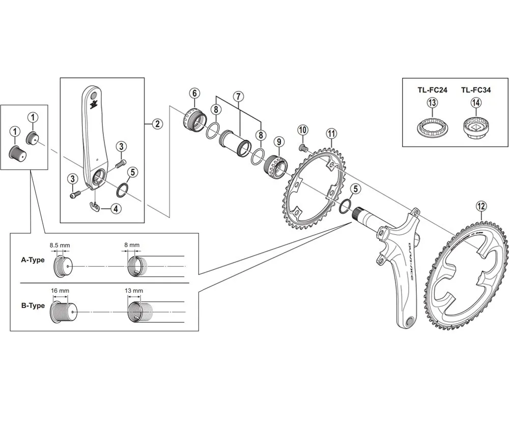 Shimano DURA-ACE FC-9000 Kurbel Ersatzteil | Kurbelarm links 170 mm