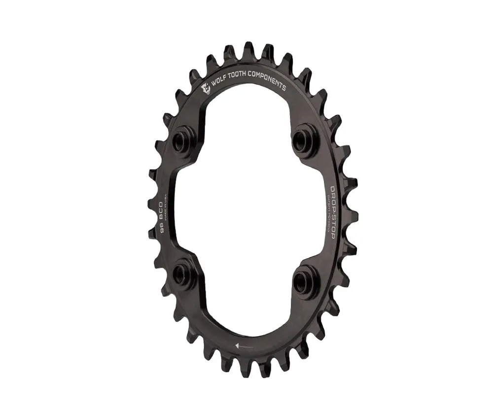 Wolf Tooth Drop Stop A Kettenblatt - Shimano XTR Lochkreis 96mm asymmetrisch 9-12-fach 34 Zähne