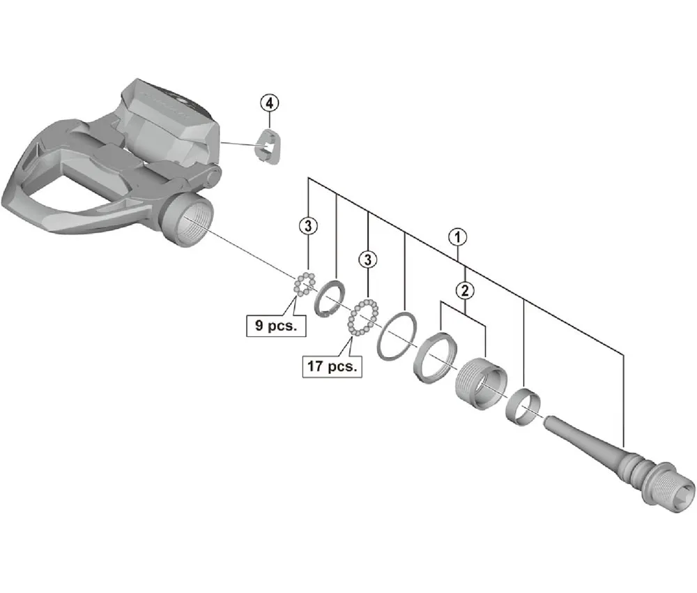 Shimano DURA-ACE PD-R9100 Pedal Ersatzteil | Pedalachse rechts lang 4 mm
