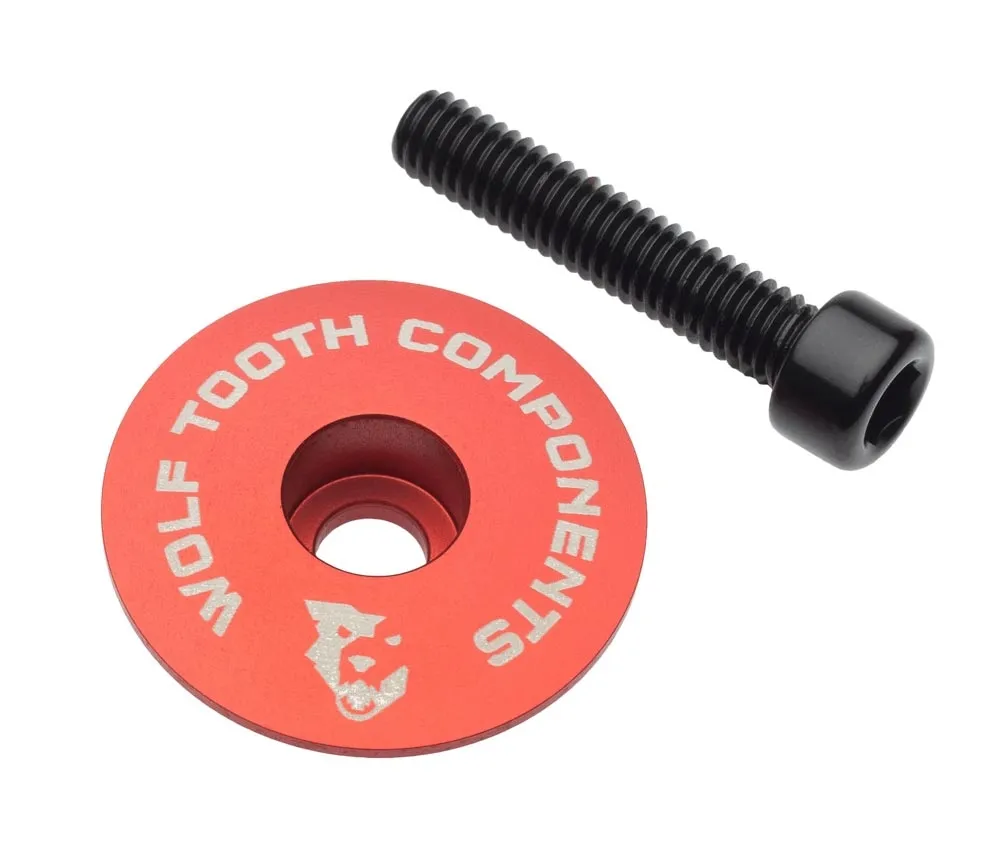 Wolf Tooth Aheadkappe - 1 1/8 Zoll | Höhe 1mm Aluminium rot