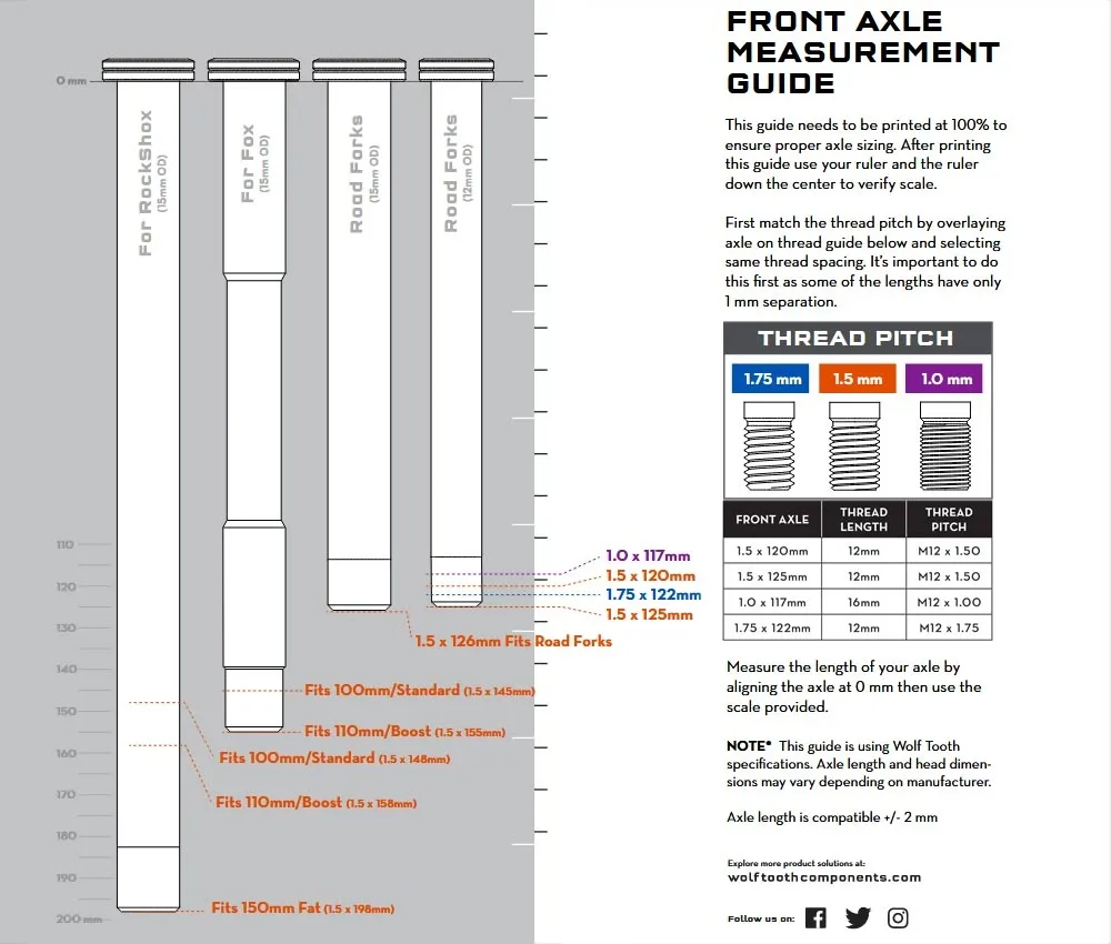 Wolf Tooth Fox Steckachse Vorderrad - Boost 15x110mm Länge 155 mm M14x1,5mm schwarz