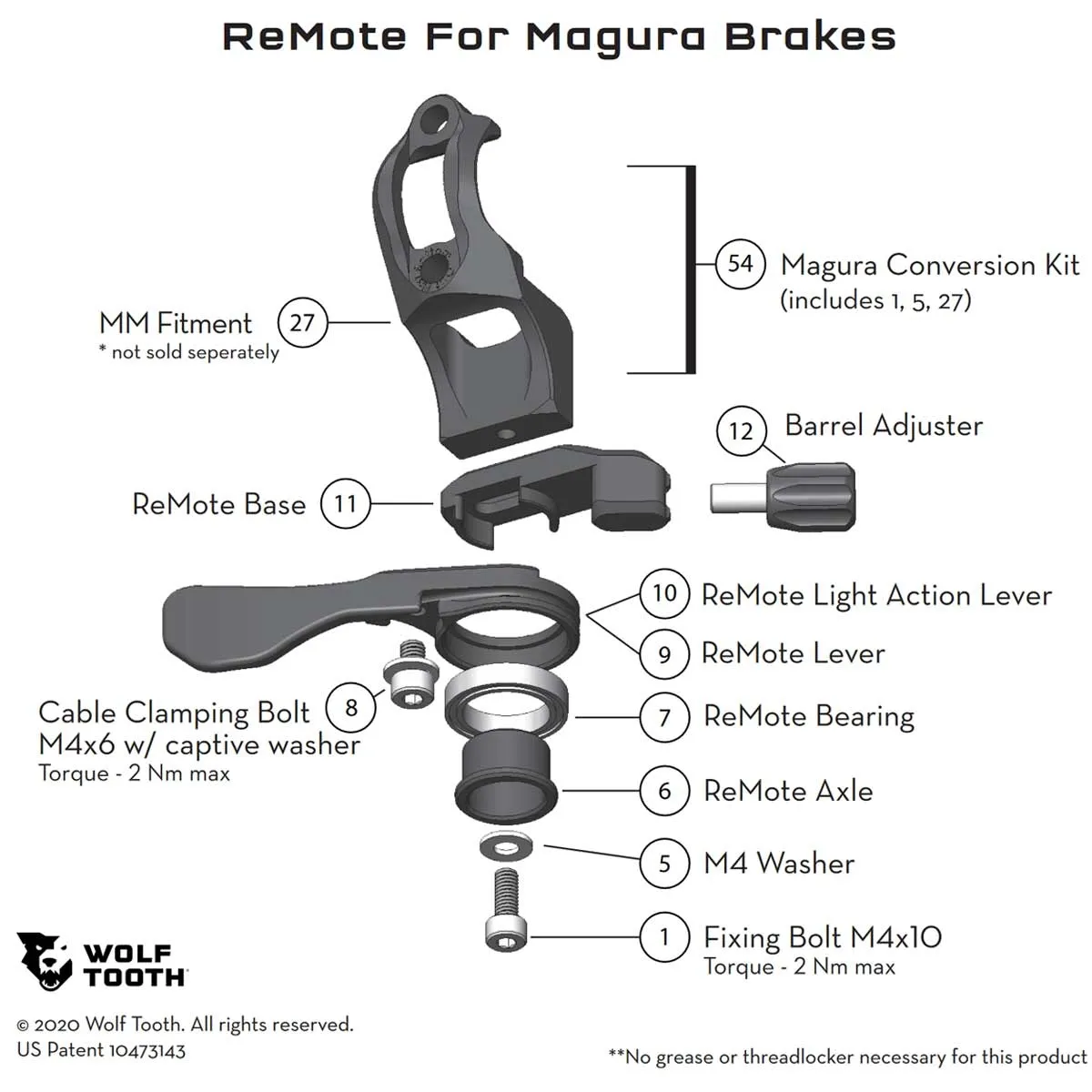 Wolf Tooth ReMote LA Hebel für Magura MT - Ausverkauft