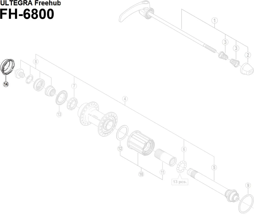 Shimano Ultegra FH-6800 Hinterradnabe Ersatzteil | Staubkappe Nr 14