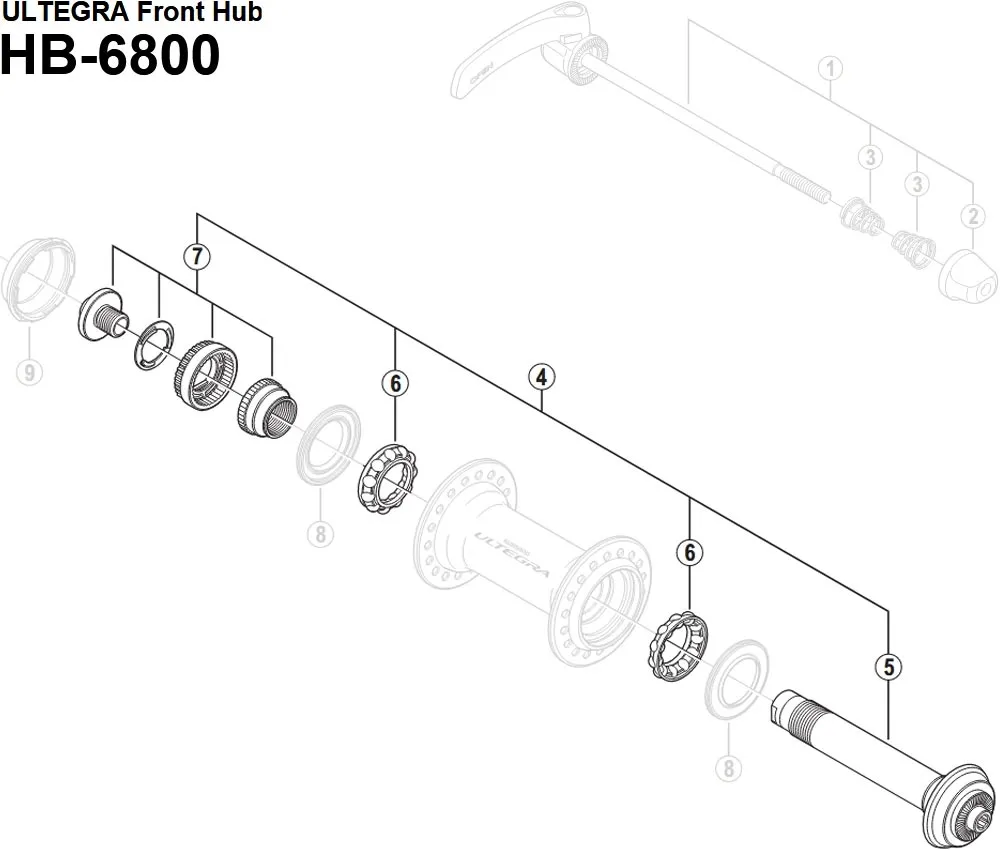 Shimano Ultegra HB-6800 Vorderradnabe Ersatzteil | Hohlachse komplett Nr 4