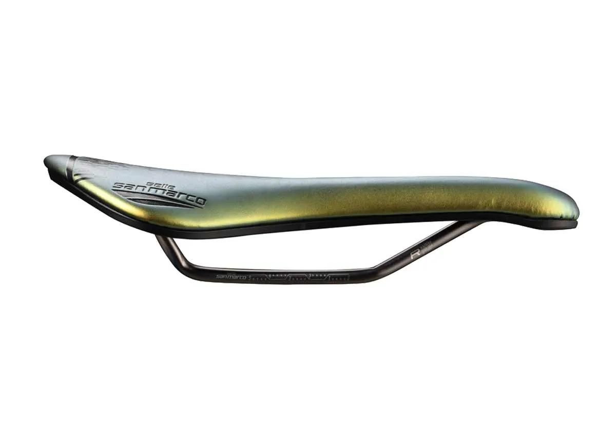 Selle San Marco Aspide Short Racing Sattel S3 Narrow Iridescent Gold Gestell Xsilite