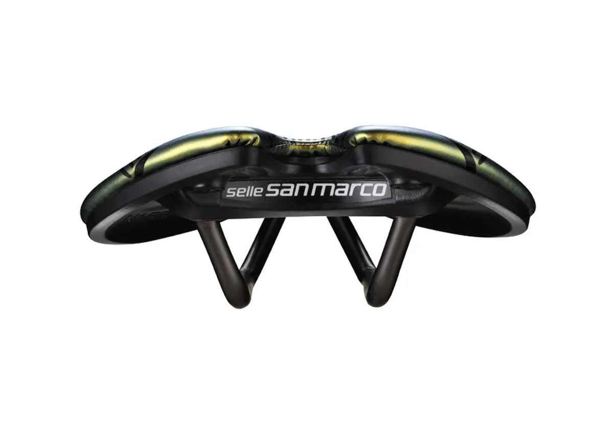 Selle San Marco Aspide Short Racing Sattel S3 Narrow Iridescent Gold Gestell Xsilite