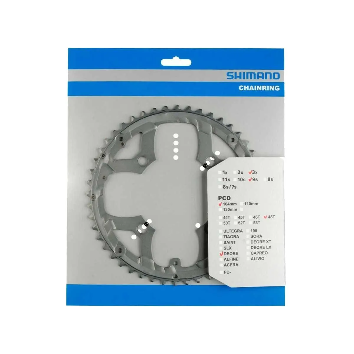 Shimano Deore FC-T590 Kettenblatt 9-fach 48 Zähne grau für Kettenschutzring