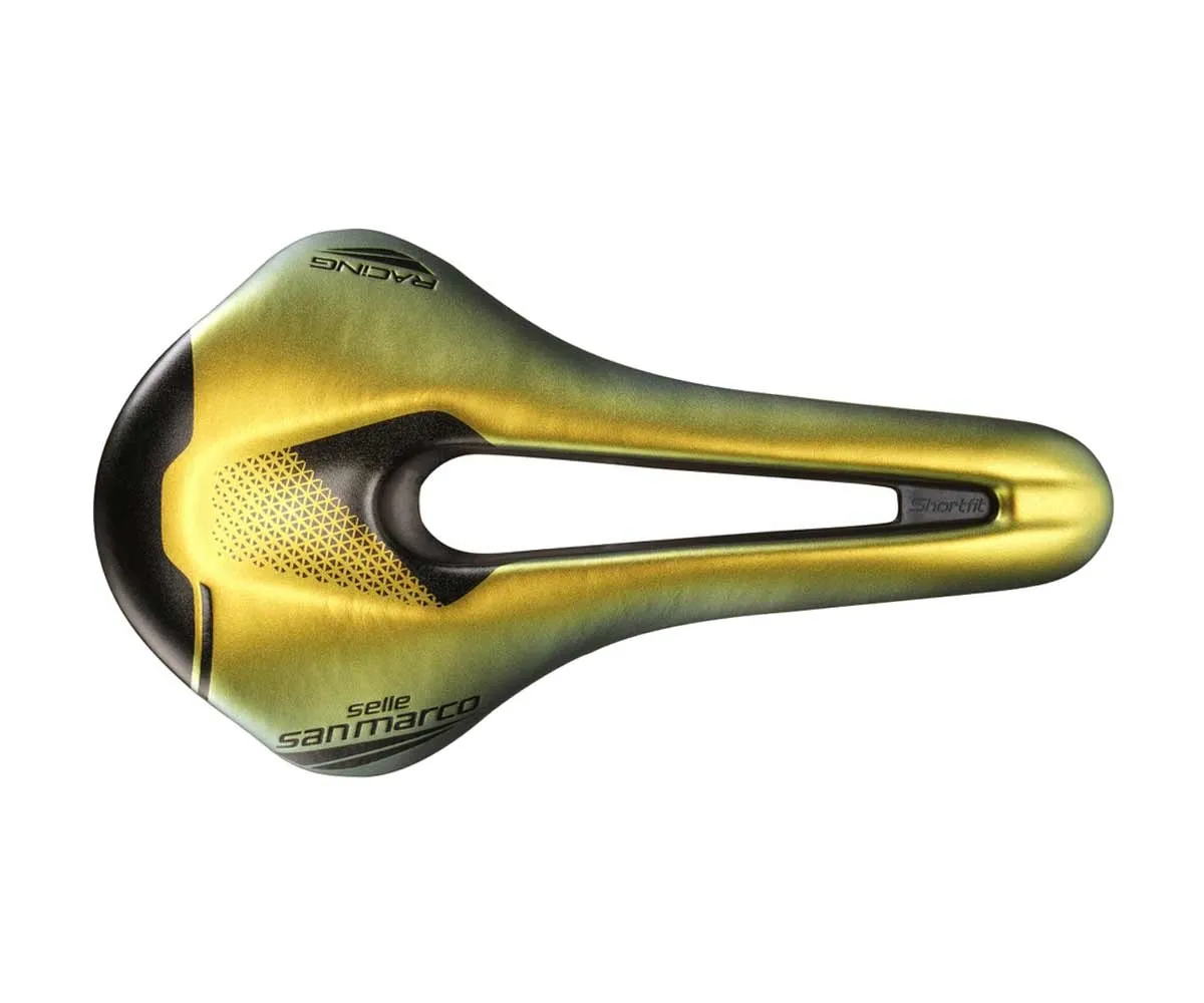 Selle San Marco ShortFit 2.0 Racing Sattel L3 Wide Iridescent Gold Gestell Xslite