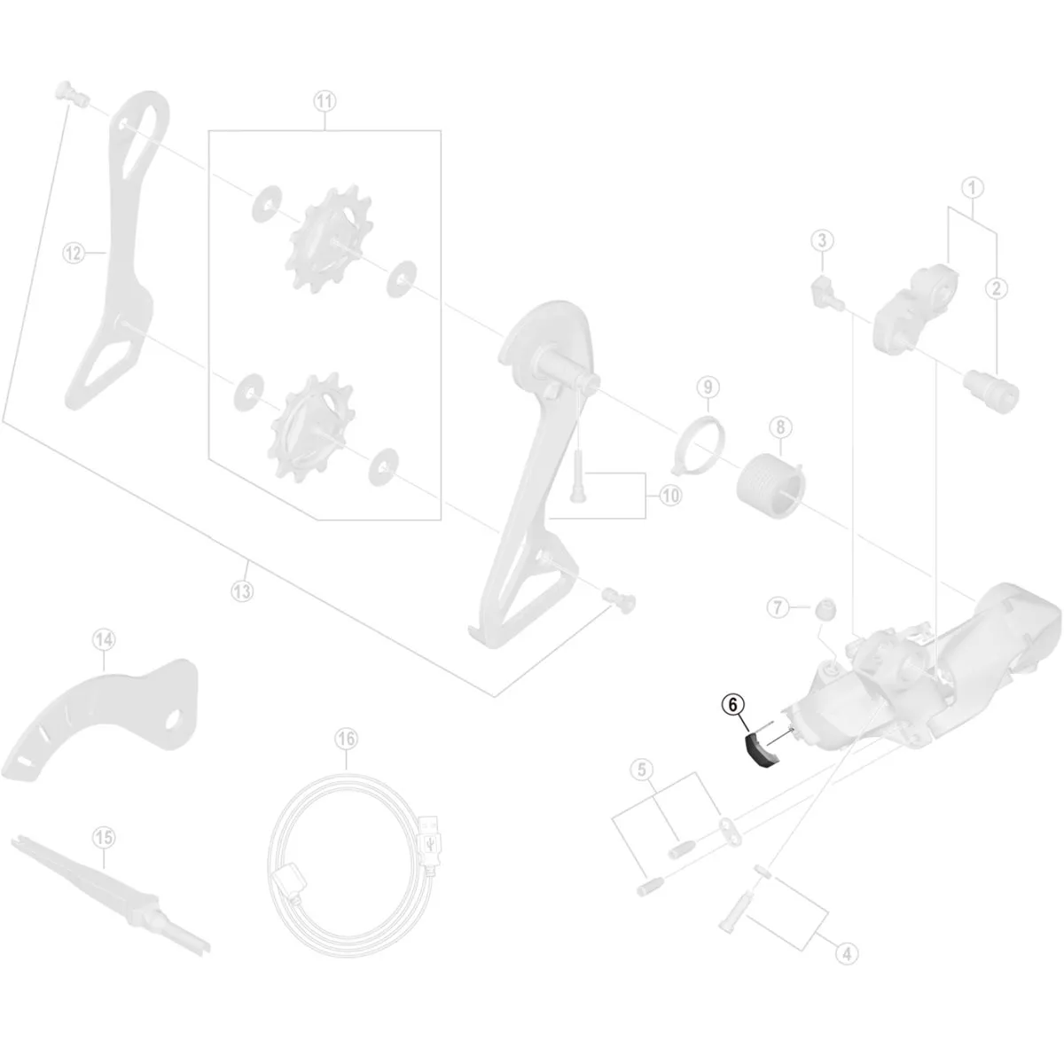Shimano DURA-ACE Di2 RD-R9250 Schaltwerk Ersatzteil | Abdeckung Ladebuchse Nr 6