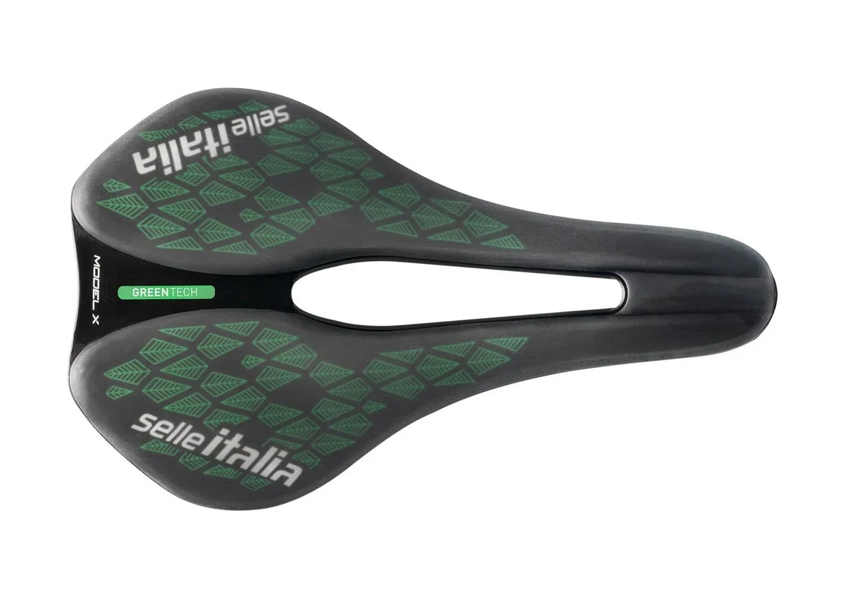 Selle Italia Model X Leaf Superflow Fec-Alloy Superflow Sattel L3 Breite 145mm Gestell Stahl schwarz-grün