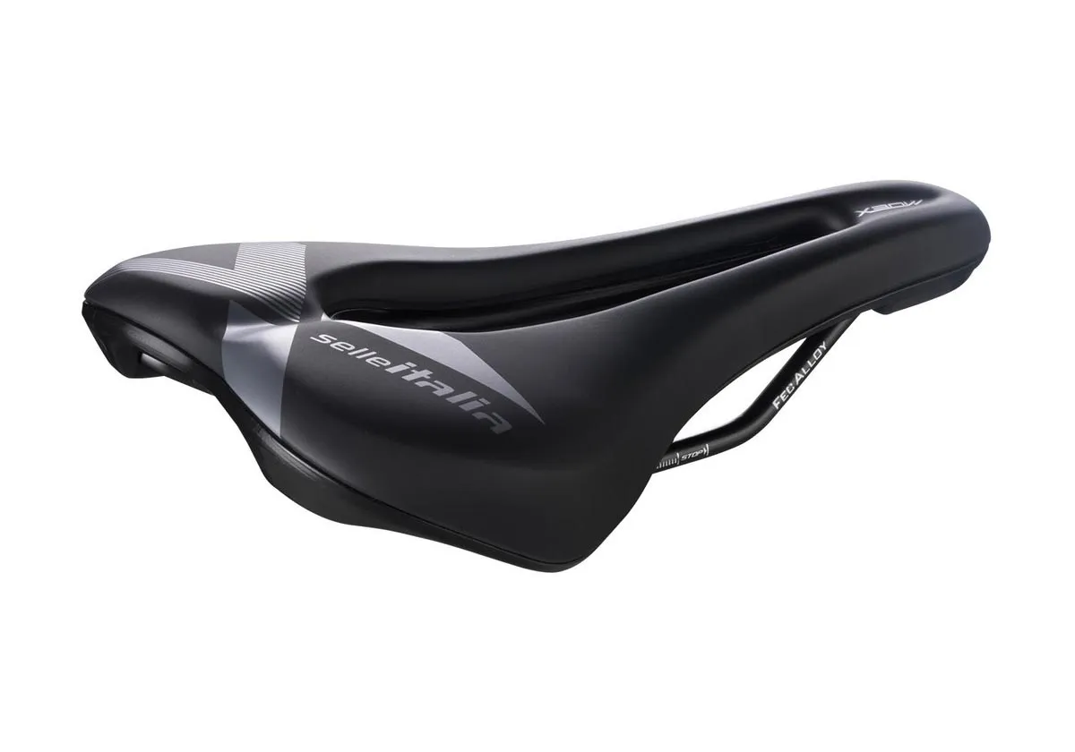 Selle Italia X-Bow Fec-Alloy Superflow Sattel S3 Breite 145mm Gestell Stahl schwarz-grau