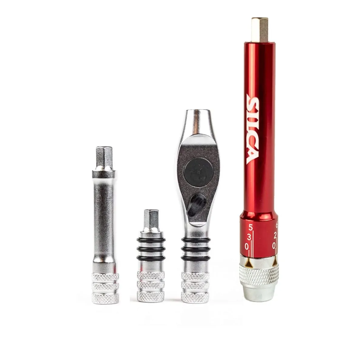 SILCA T-Ratchet Kit Werkzeugset + Ti-Torque Drehmomentschlüssel - 15-teilig silber-rot