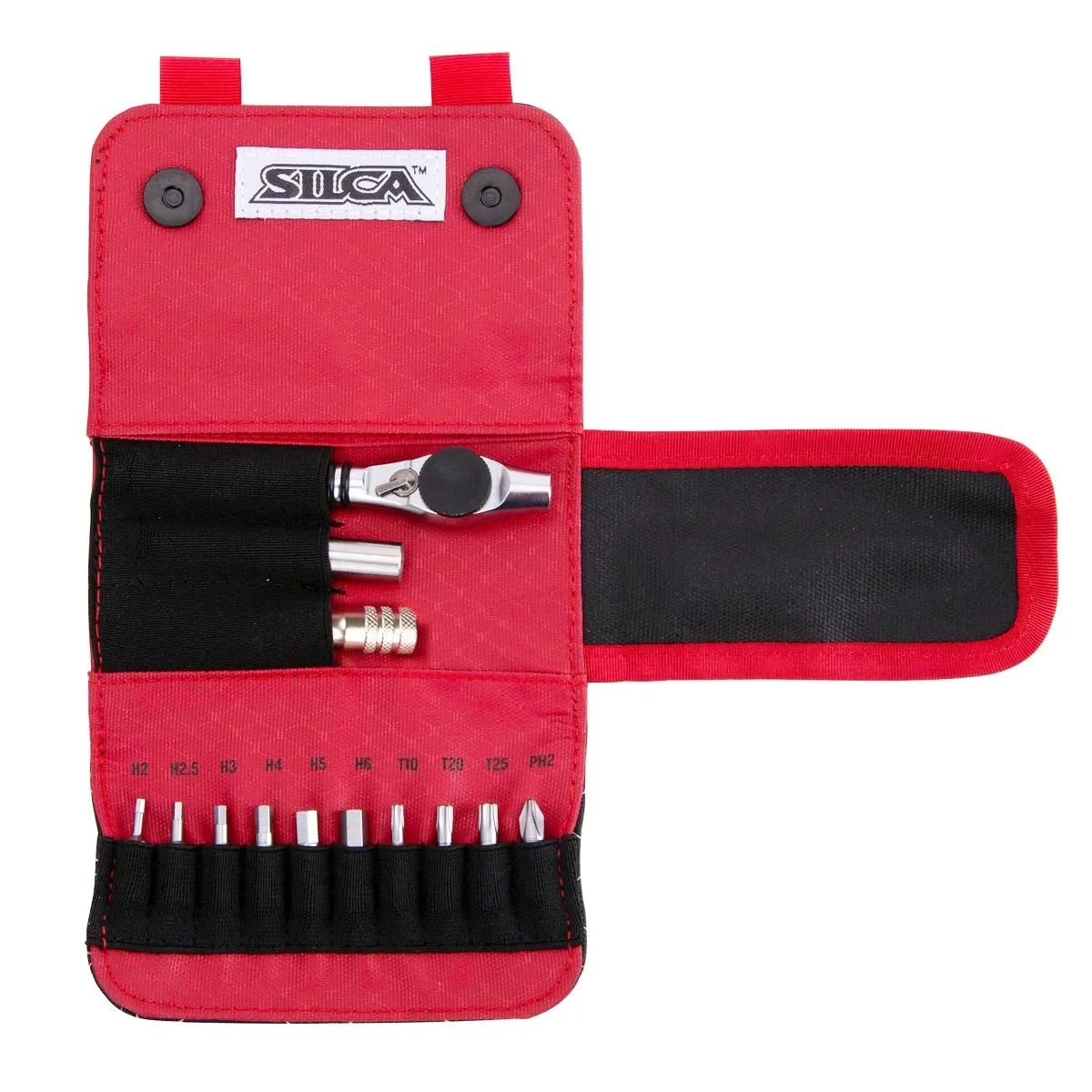SILCA T-Ratchet Kit Werkzeugset - 14-teilig silber-rot