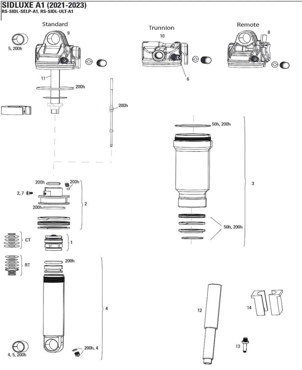 RockShox SIDLuxe Dämpfer A1 Ersatzteil | Service Kit 50 Stunden / 1 Jahr Modell 2021