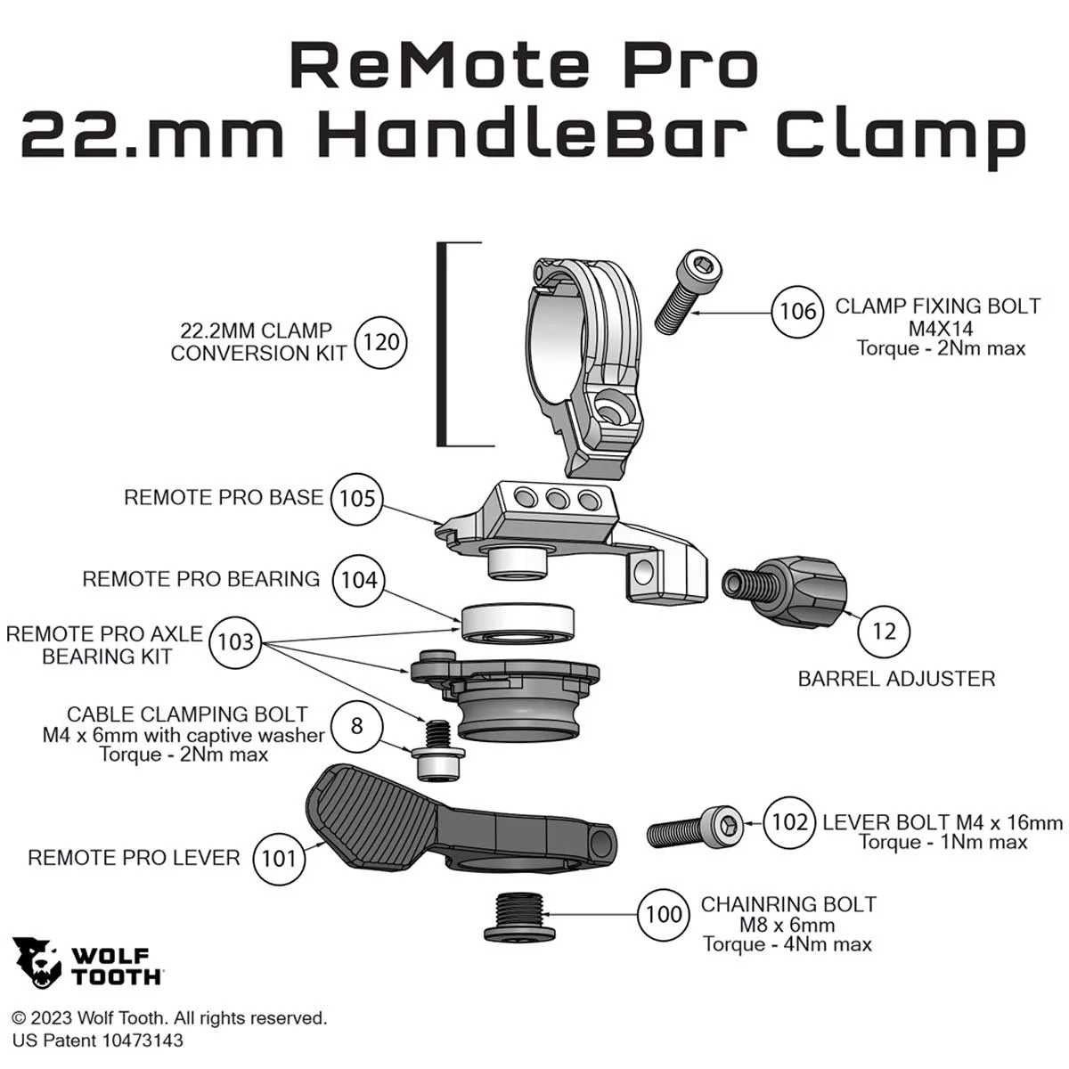 Wolf Tooth ReMote Pro Hebel | Montage Lenkerschelle 22,2mm