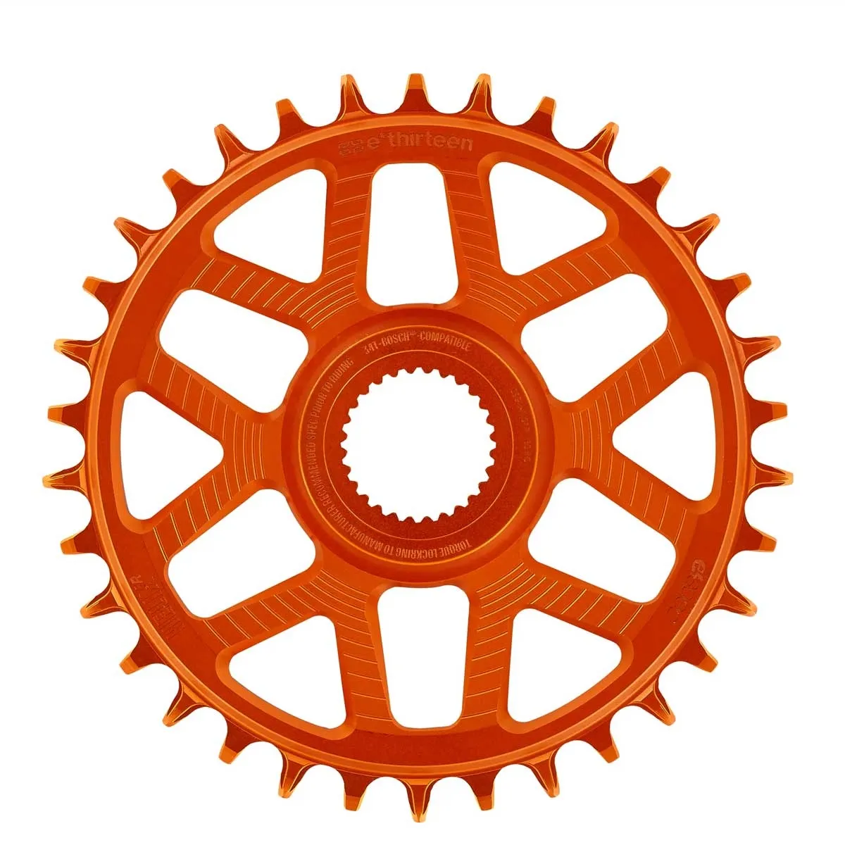 e*thirteen Helix R e-Spec Kettenblatt E-Bike Bosch CX Gen4 Direct-Mount | orange 11- 12-fach Alu Boost 34 Zähne