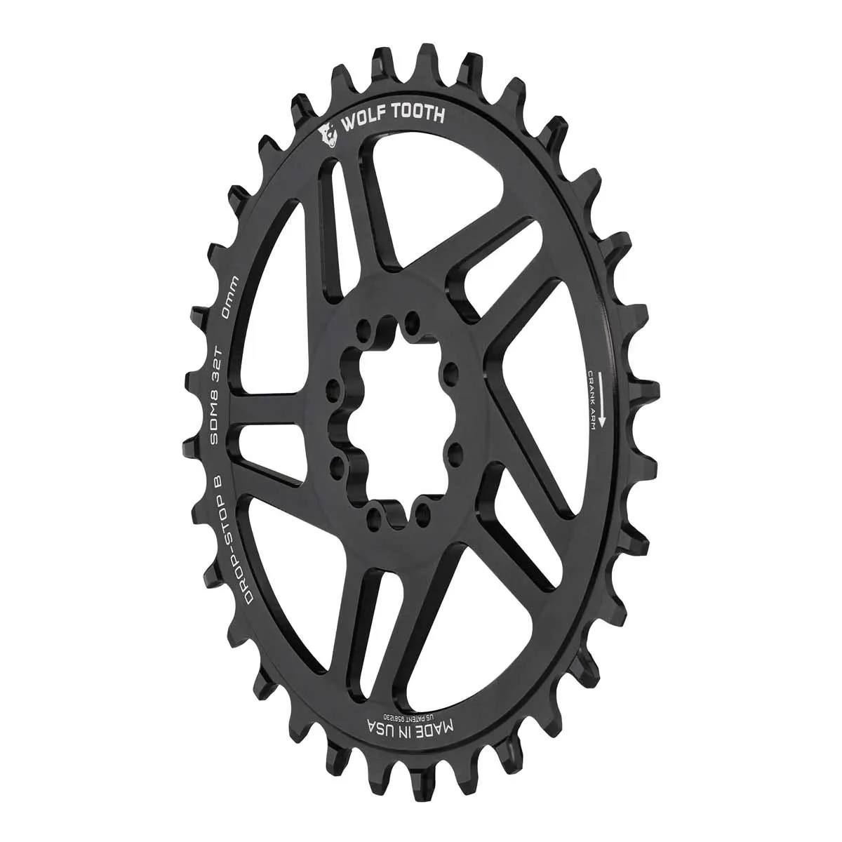 Wolf Tooth Drop-Stop B Kettenblatt 9-12-fach - Sram / Quarq Direct Mount Alu 3mm Offset 32 Zähne