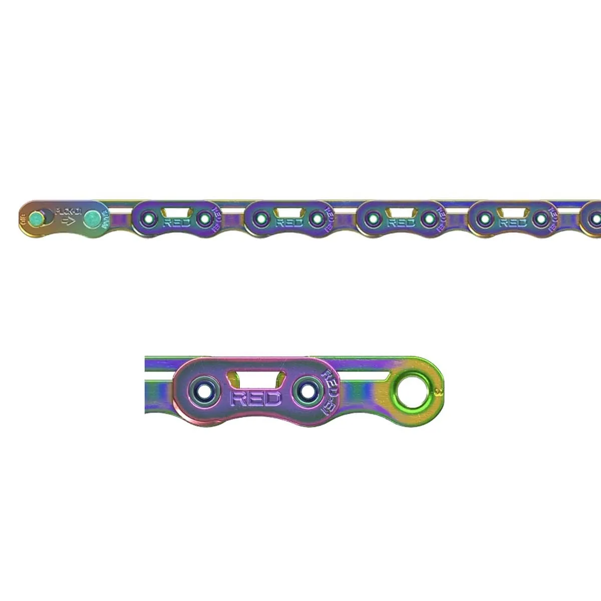 Sram Kette PC RED AXS E1 Flattop 12/13-fach HollowPin rainbow 114 Glieder incl Power Lock