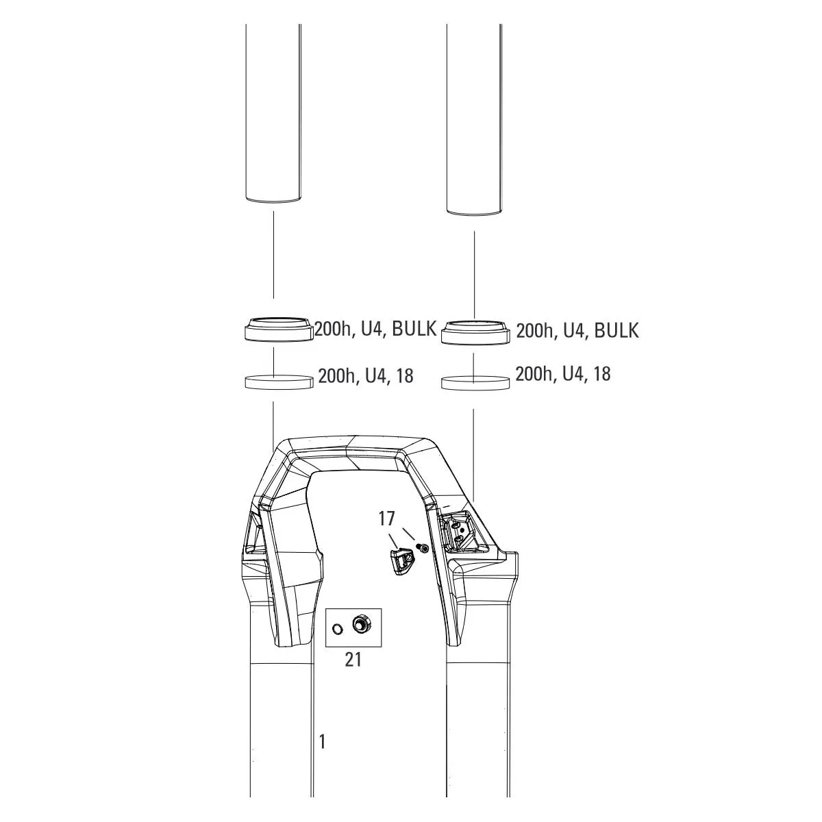 RockShox ZEB / Domain / Boxxer DebonAir Ersatzteil | Staubabstreifringe SKS Upgrade Kit Nr U4