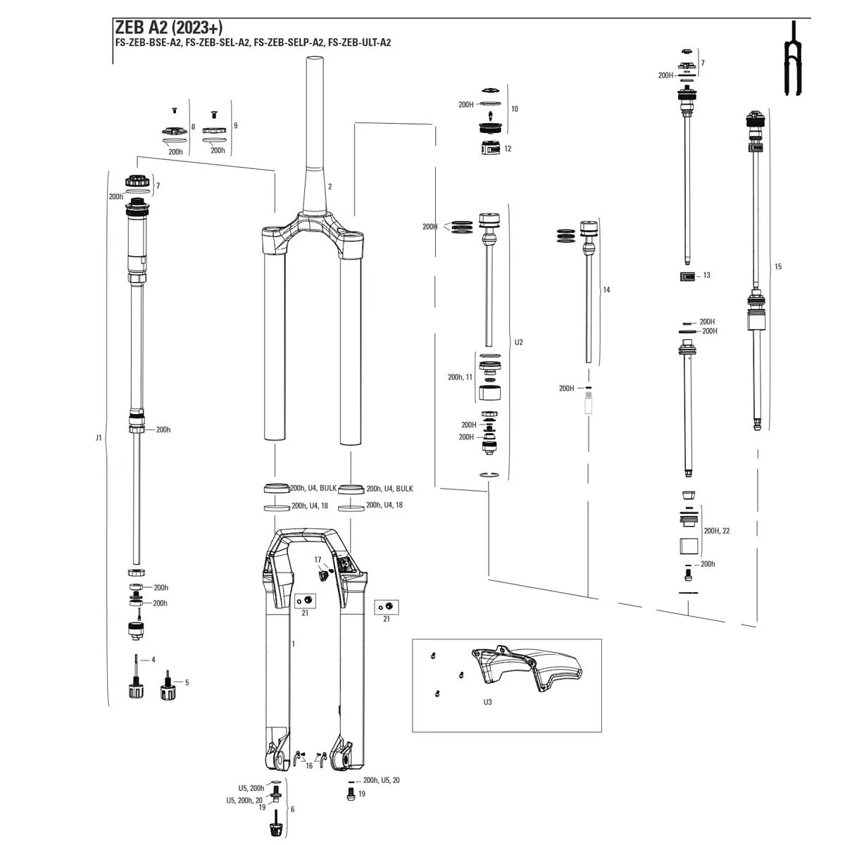 RockShox ZEB Federgabel Typ A Ersatzteil | 27,5 Zoll Unterbeine Boost 15x110mm Grey Nr 1