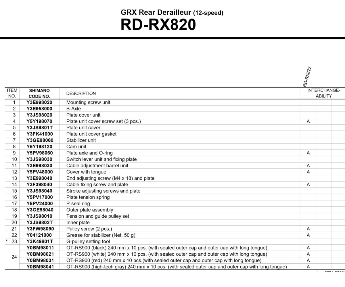 Shimano GRX RD-RX820 Schaltwerk Ersatzteil | Schaltachsen-Einheit Nr 10