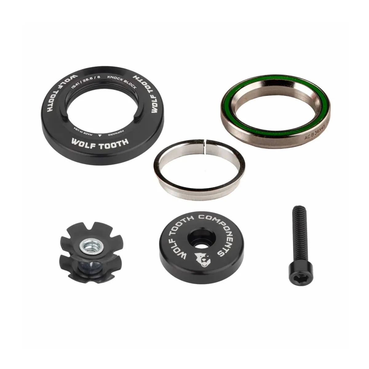 Wolf Tooth Premium Steuersatz Oberteil Trek Knock Block 1 1/8 Zoll | IS41 / 28,6mm Höhe 8mm schwarz