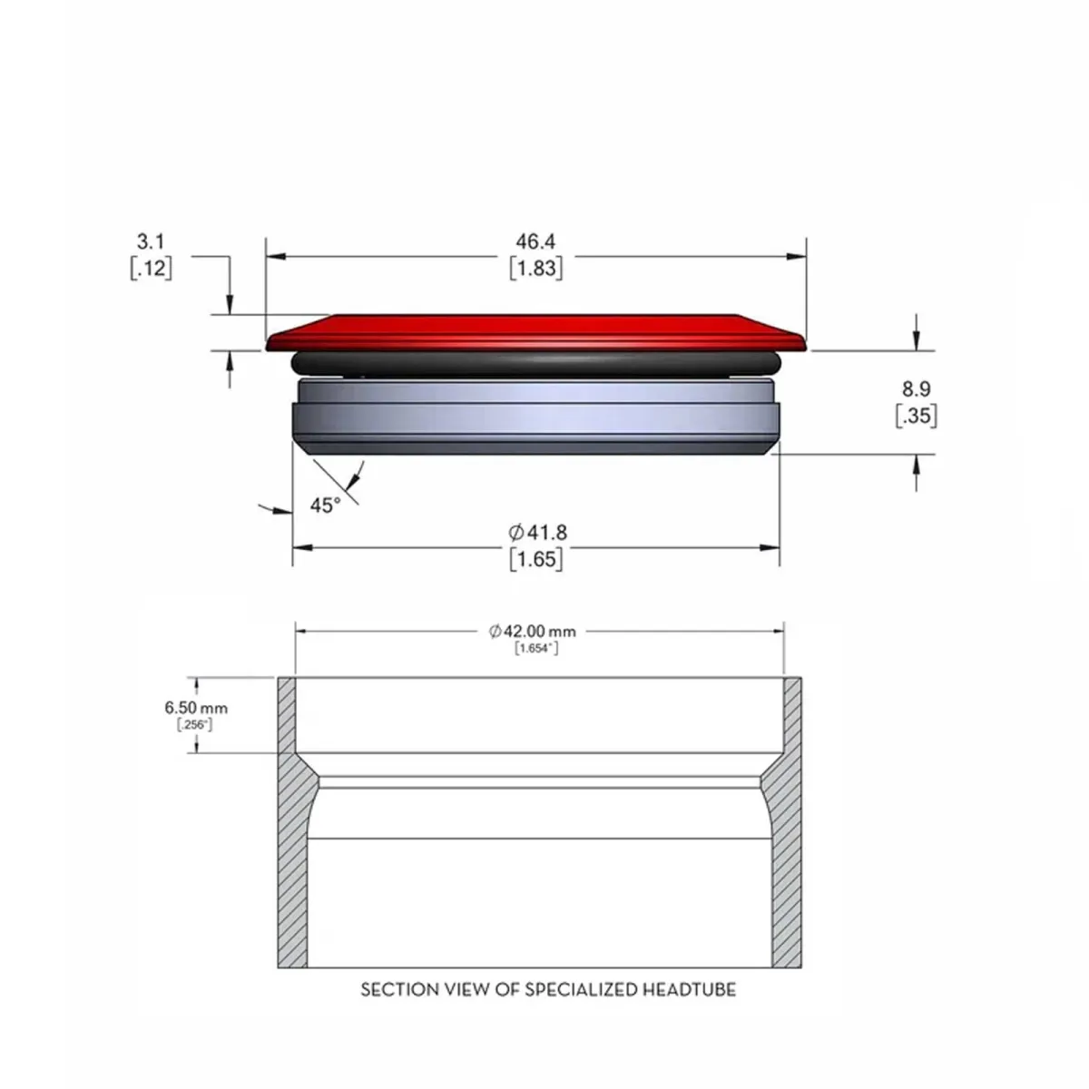 Wolf Tooth Premium Steuersatz Oberteil Specialized | IS42 / 28,6mm blau