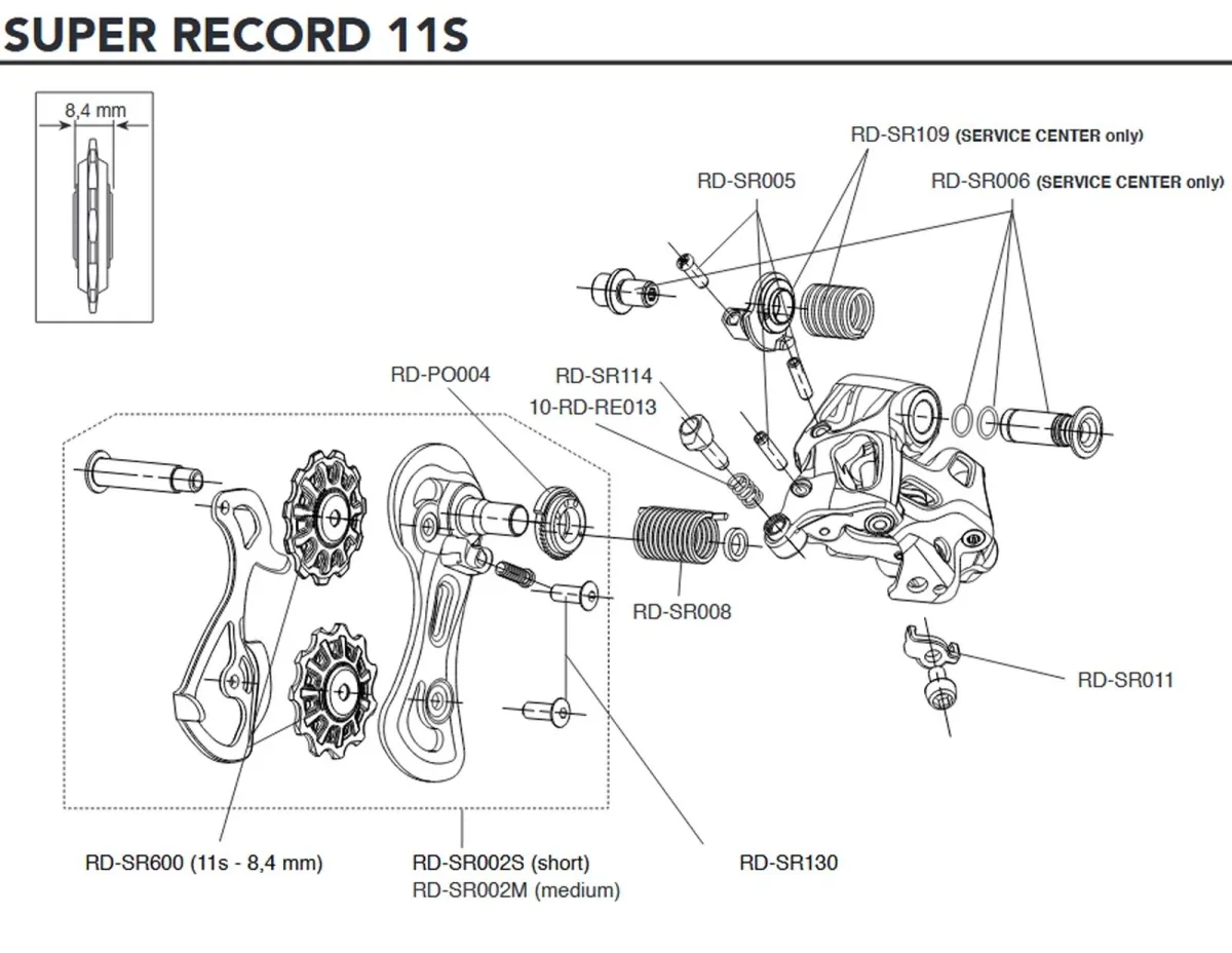 Campagnolo Super Record 11s Schaltwerk Ersatzteil RD-SR130 | Schaltröllchenschrauben 2 Stück