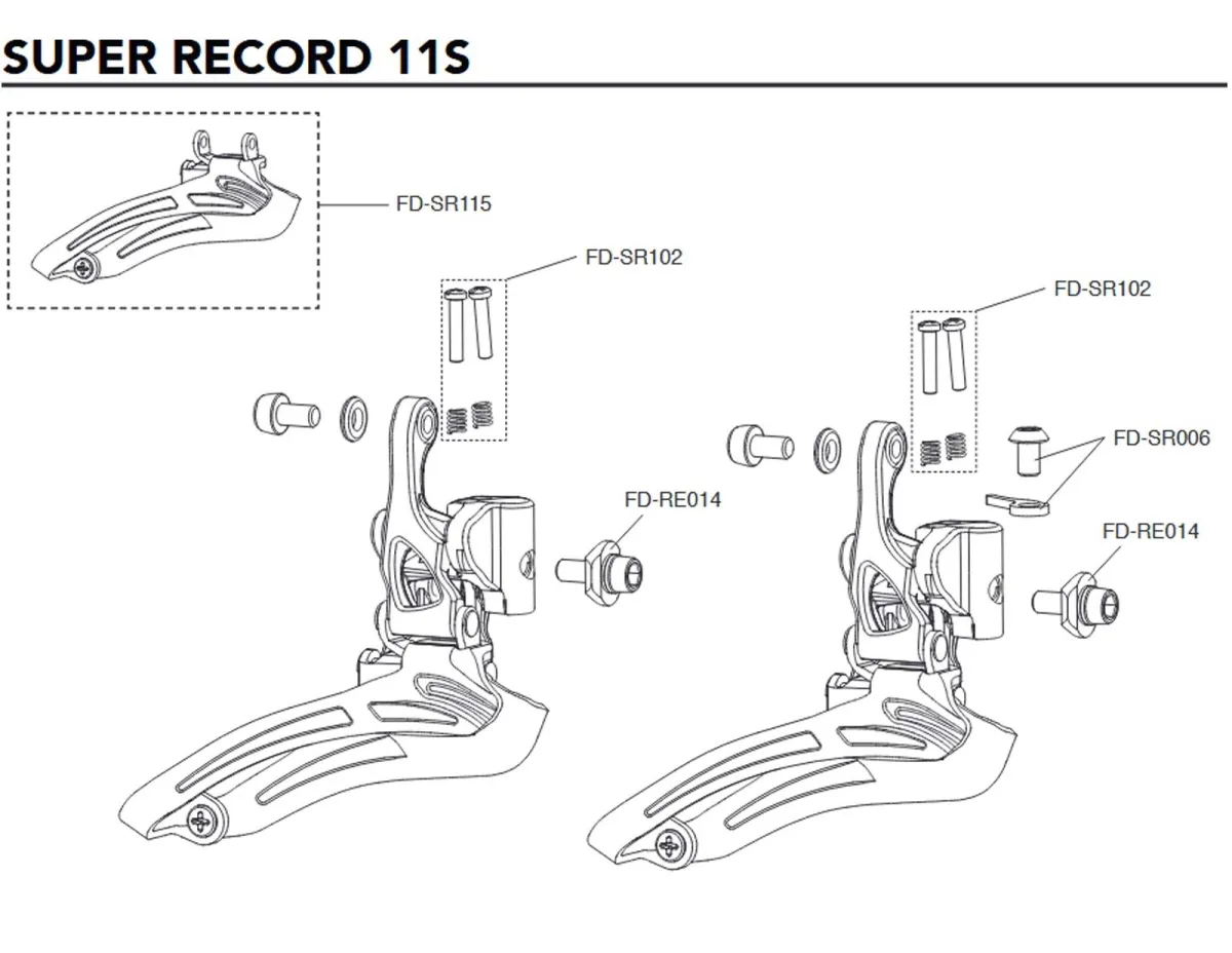 Campagnolo 11s Umwerfer Ersatzteil FD-SR102 | Begrenzungsschrauben + Federn 2 Stück