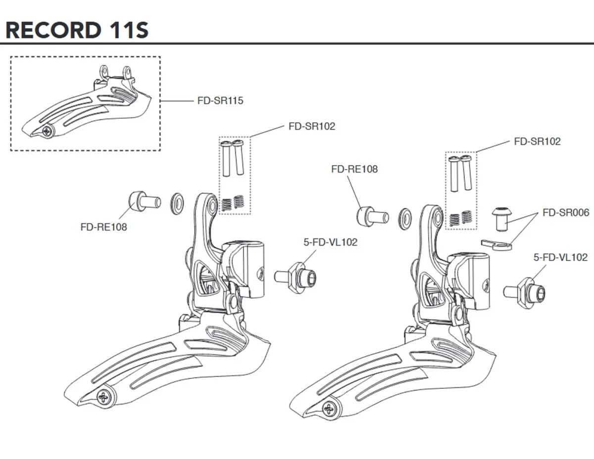 Campagnolo 11s Umwerfer Ersatzteil FD-SR102 | Begrenzungsschrauben + Federn 2 Stück