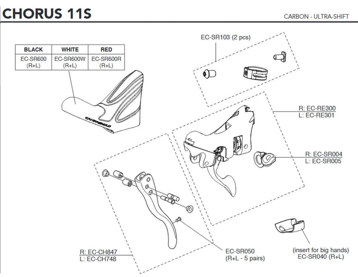 Campagnolo Brems-Schalthebel Ersatzteil EC-SR103 | Klemmschelle + Schraube 2 Stück