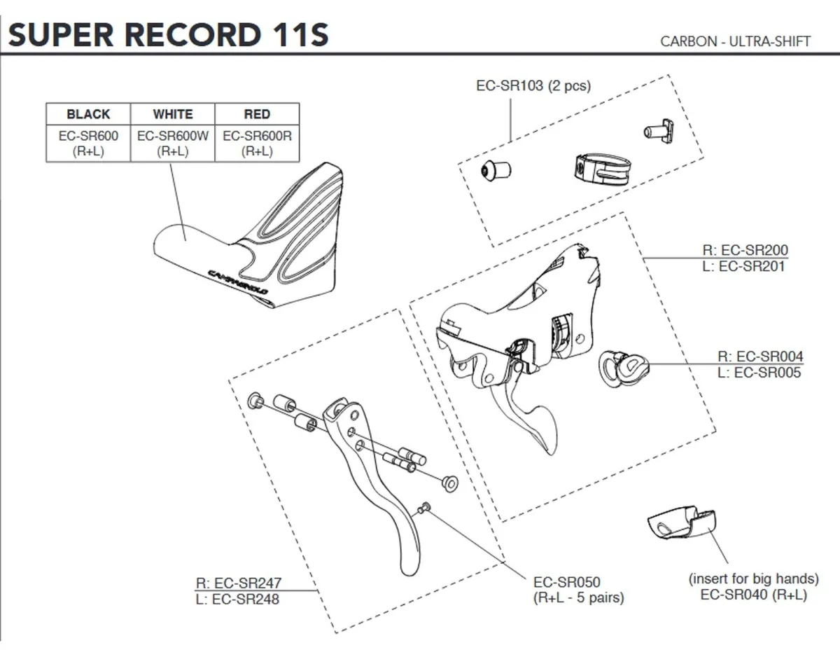 Campagnolo Brems-Schalthebel Ersatzteil EC-SR103 | Klemmschelle + Schraube 2 Stück
