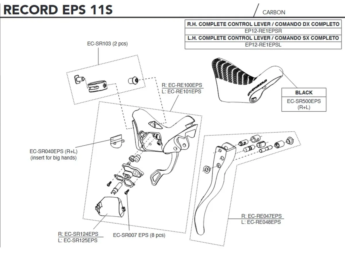 Campagnolo EPS 11s Brems-Schalthebel Ersatzteilset EC-SR124EPS | Verschlussdeckel rechts