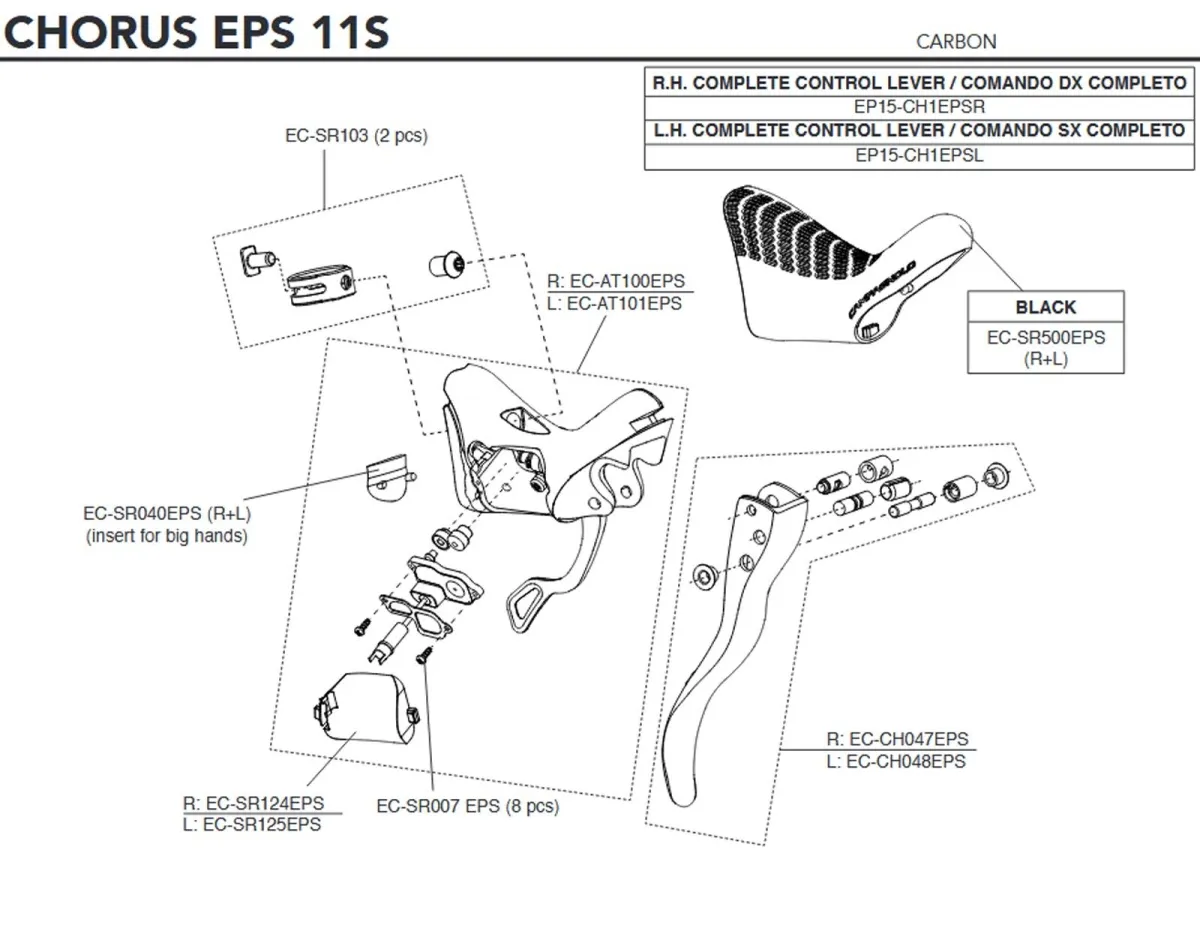 Campagnolo EPS 11s Brems-Schalthebel Ersatzteilset EC-SR124EPS | Verschlussdeckel rechts