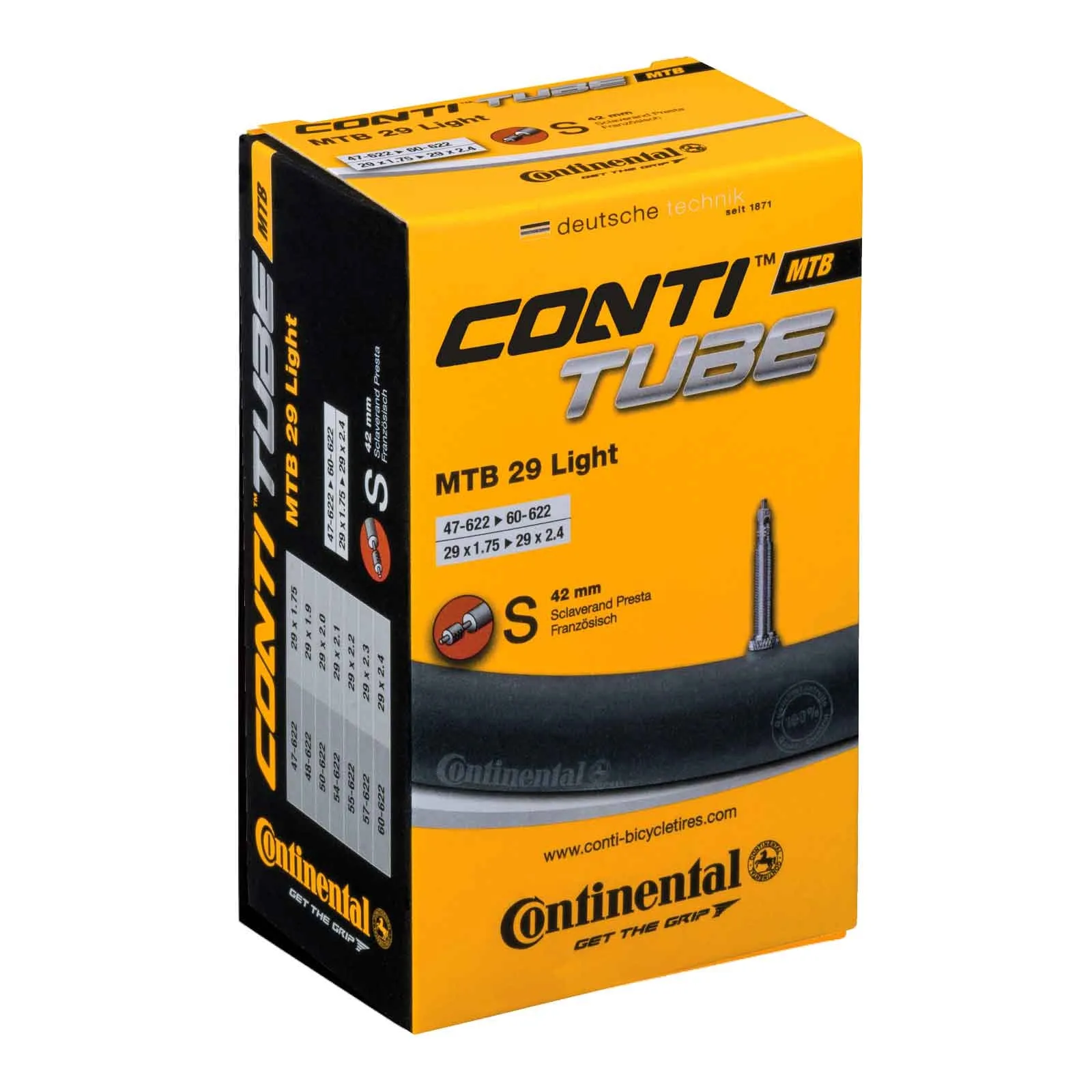 Continental Butyl Schlauch MTB light 29 Zoll x 1.75-2.4 | Sclaverand Ventil 42 mm