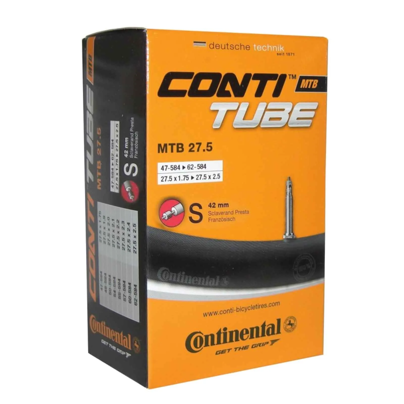 Continental Butyl Schlauch MTB 27,5 Zoll x 1.75-2.5 | Sclaverand Ventil 40 mm