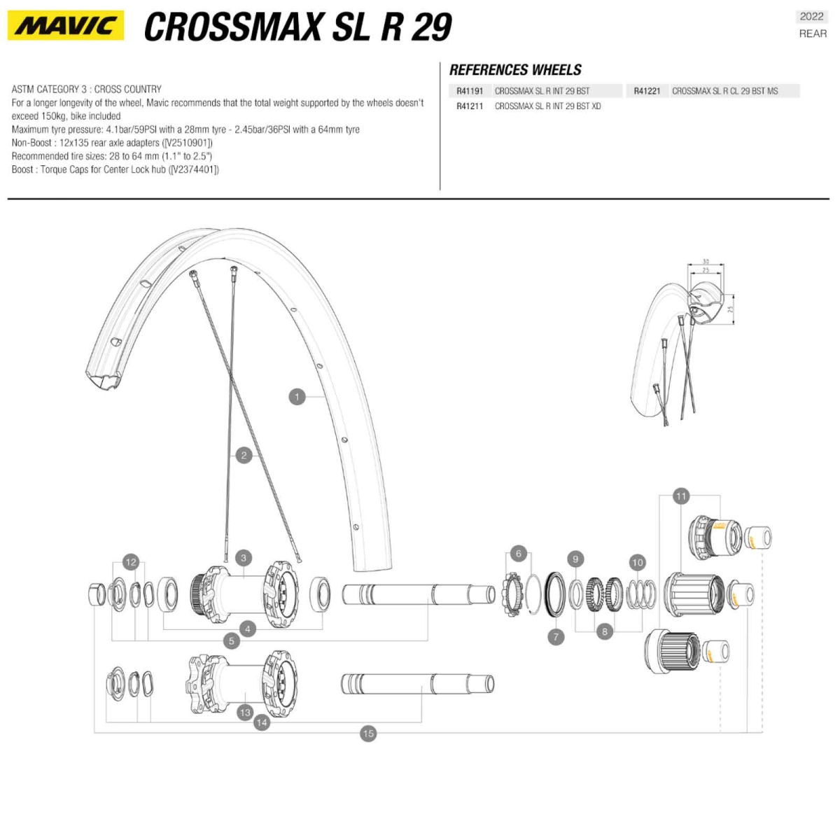 Mavic Crossmax SL R Mod 2022 | 29 Zoll Ersatzfelge Carbon 24 Loch