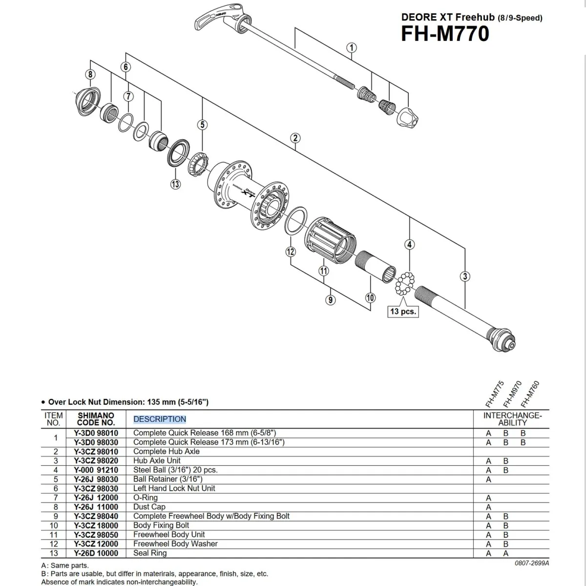 Shimano Ultegra / Deore XT Vorder-Hinterradnabe Ersatzteil | Kugellager 3/16 Zoll