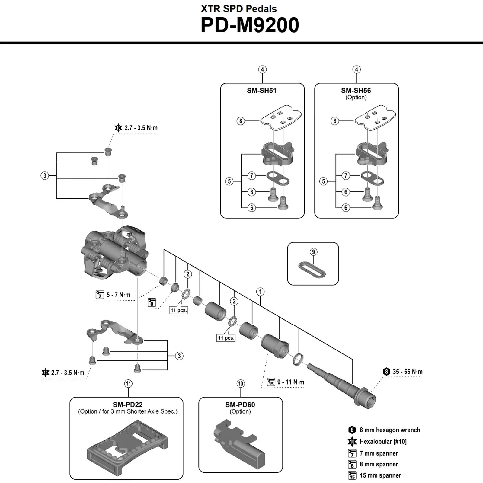 Shimano XTR Pedal Ersatzteil | Pedalachse komplett rechts