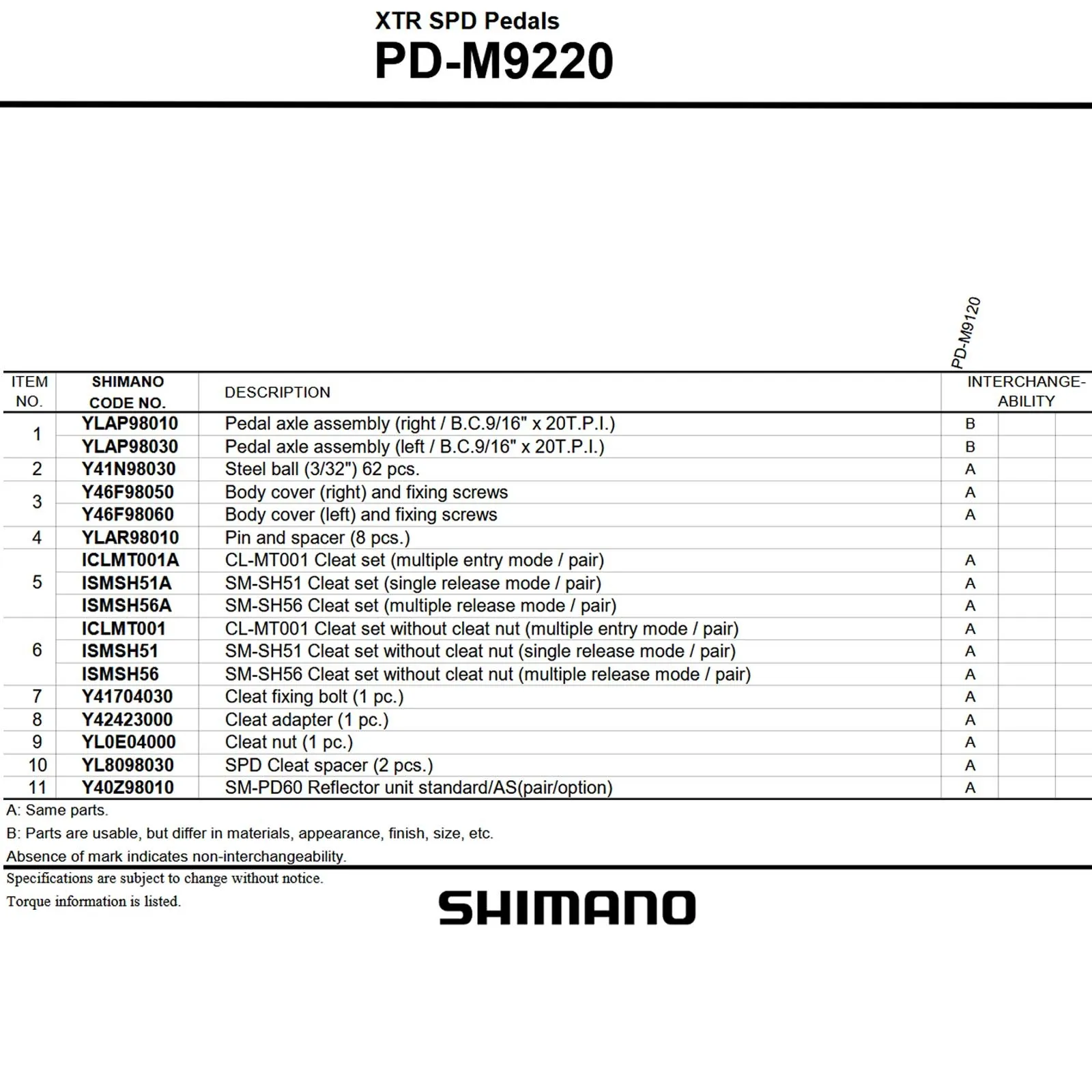 Shimano XTR Pedale PD-M9220 incl Cleats CL-MT001