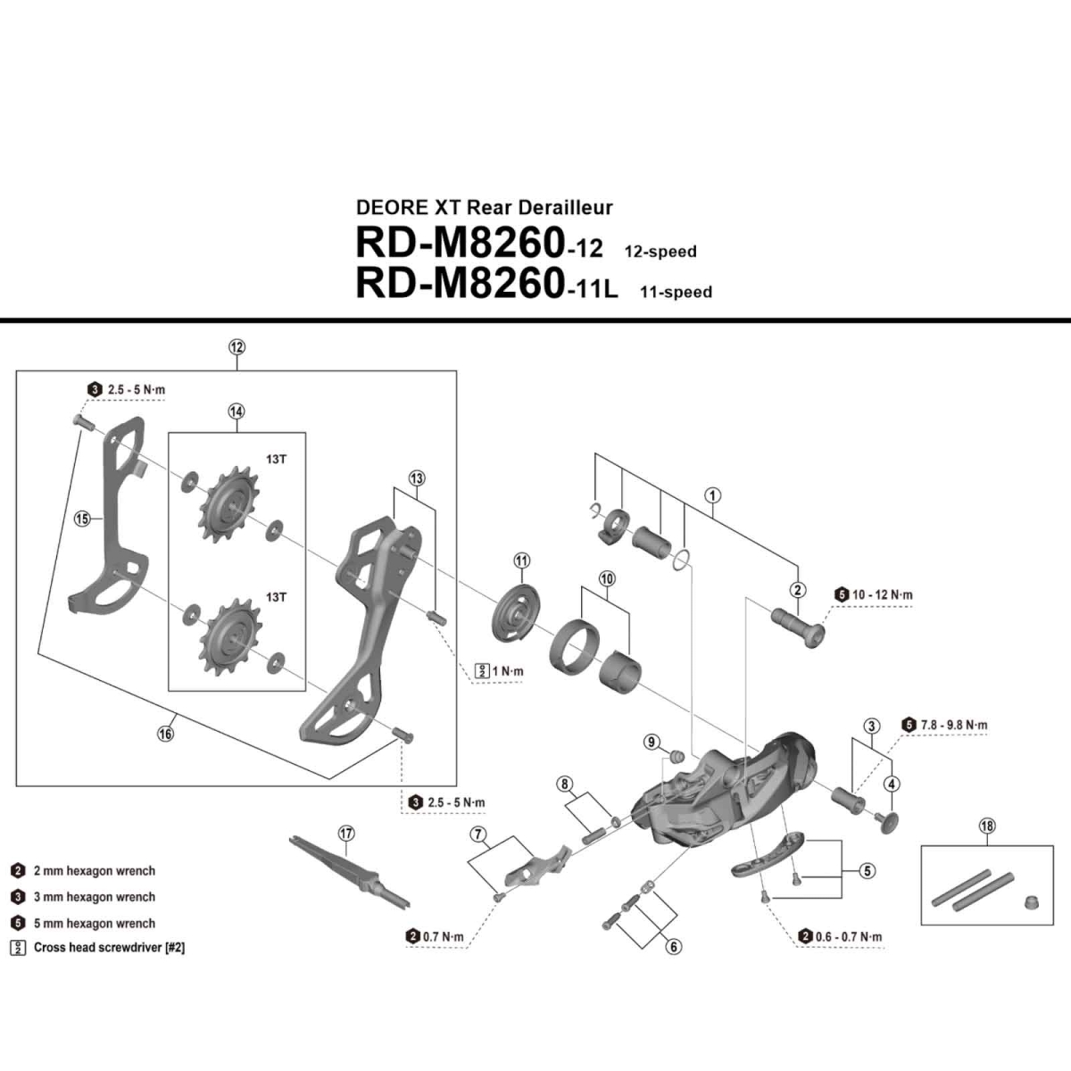 Shimano Deore RD-M6260-12 E-Bike Di2 Schaltwerk wireless | long Cage 12-fach max 51 Zähne