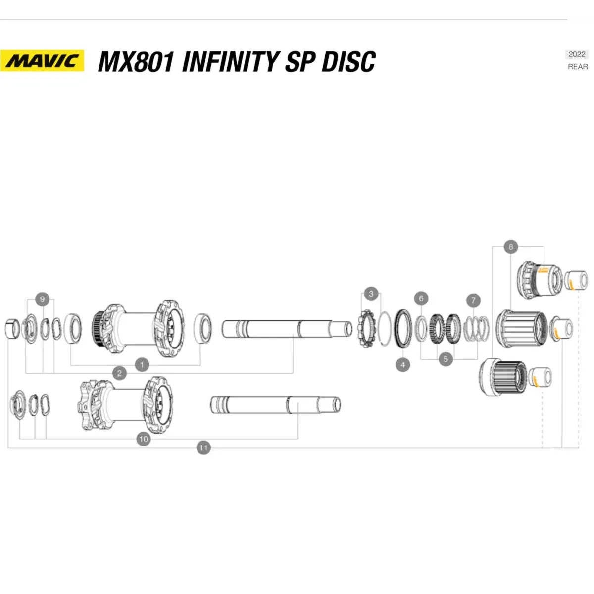 Mavic MX801 Infinity SP Straightpull Hinterradnabe | Disc 6 Loch Boost 12x148mm 24 Loch
