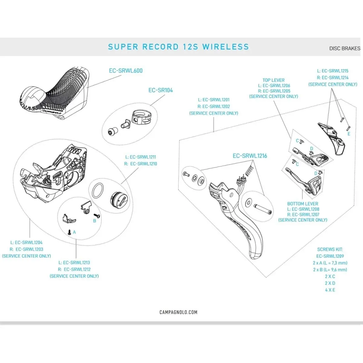 Campagnolo Super Record WRL 12S Brems-Schalthebel Ersatzteil | Griffgummis Satz