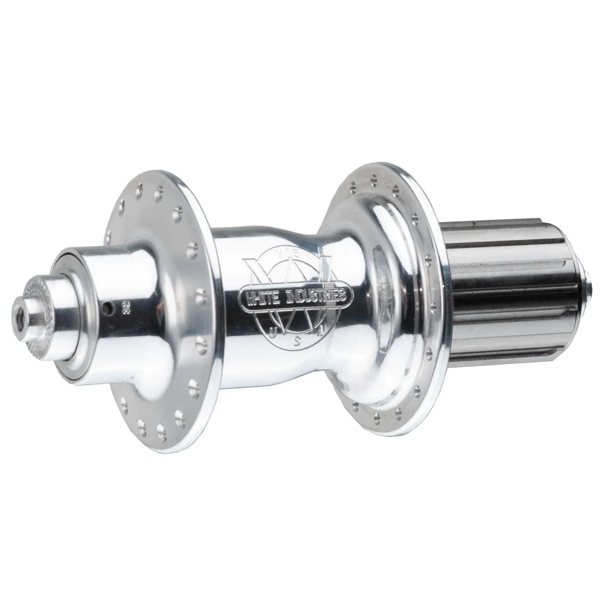 White Industries Hinterradnabe M15 Rim Brake | SSP 10x135mm 36 Loch Rotor HG silber