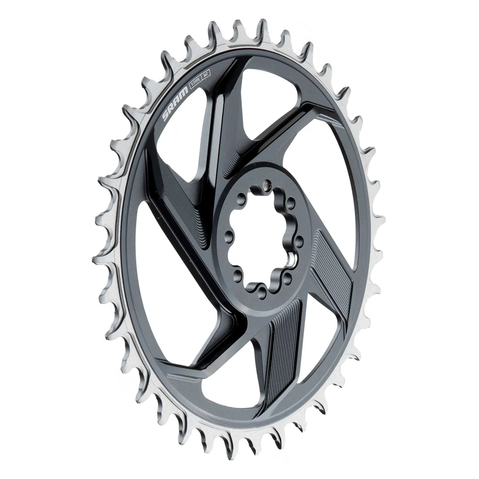 Sram XX DH T-Type Kettenblatt 8-Loch DM Offset 6mm schwarz-silber 34 Zähne